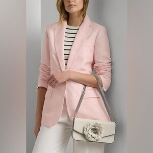 NEW LAUREN RALPH LAUREN
Flower-Trim Leather Sawyer Medium Bag